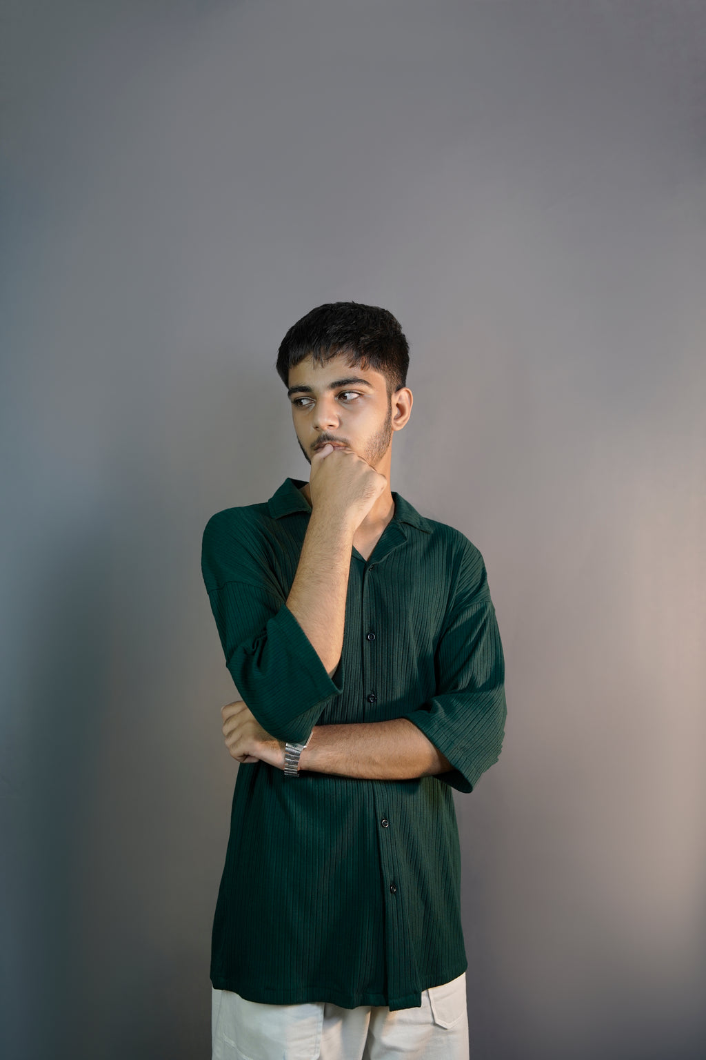 CASTLETON GREEN OVERSIZED CUBAN COLLAR SHIRT