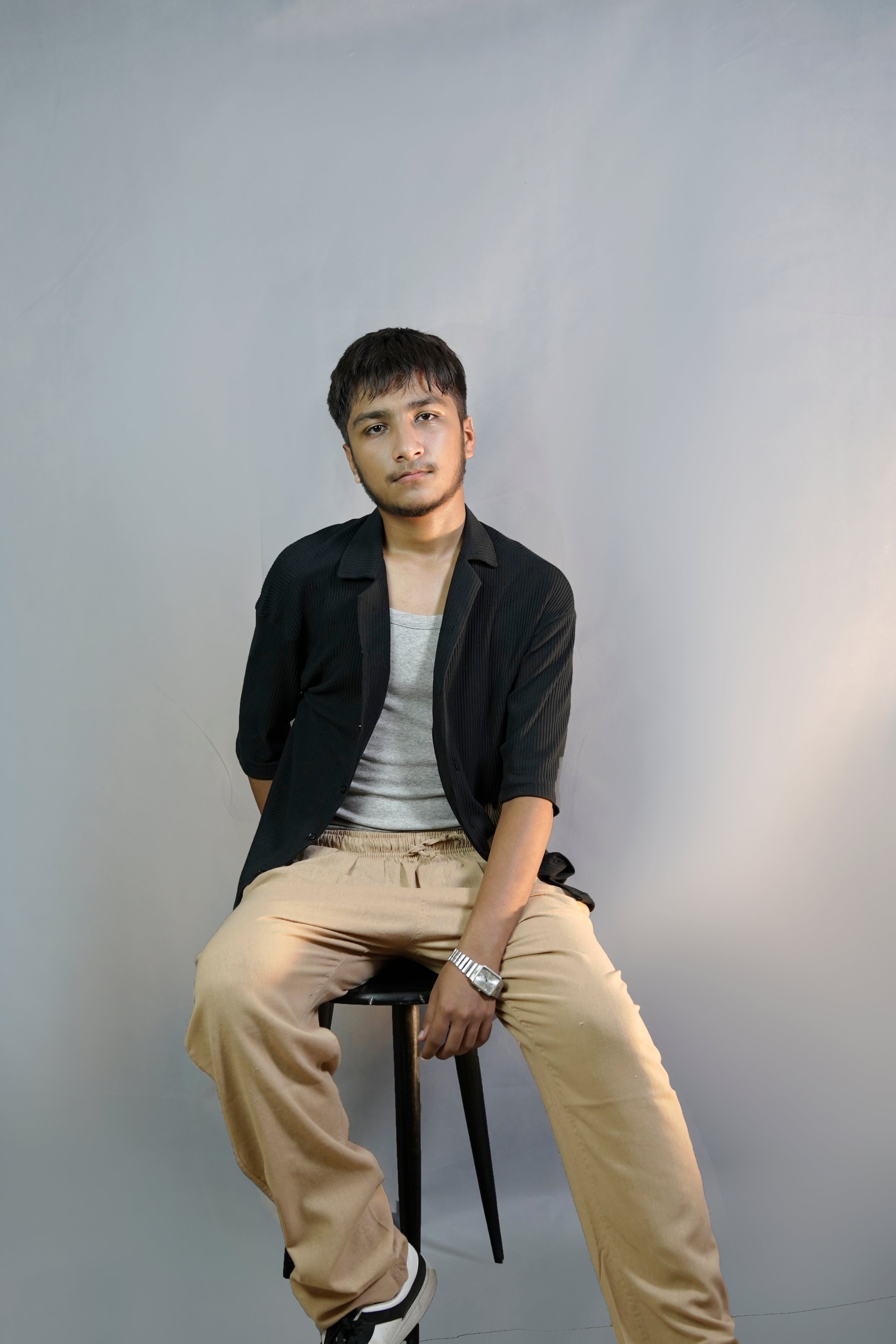 BLACK OVERSIZED CUBAN COLLAR SHIRT