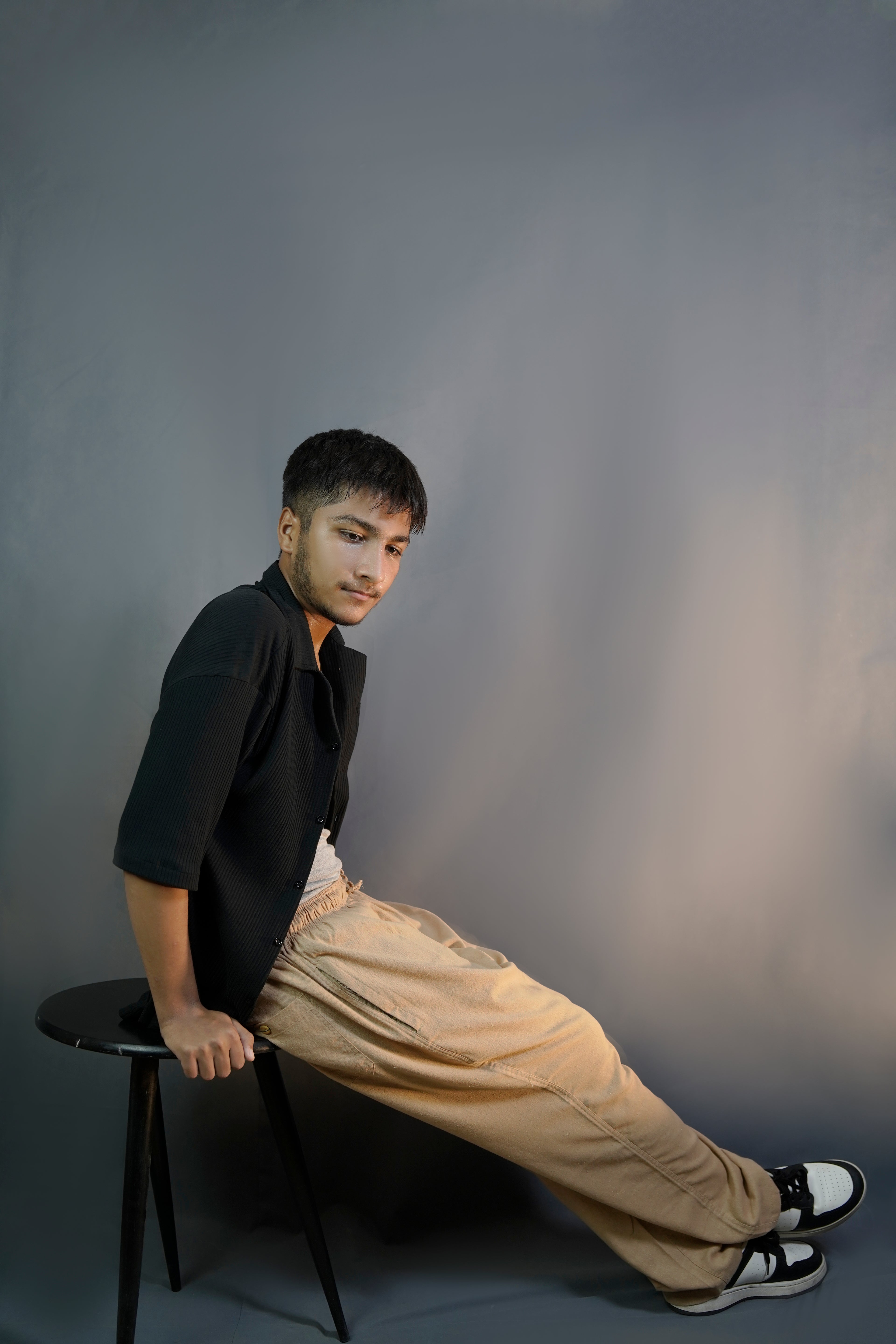 BLACK OVERSIZED CUBAN COLLAR SHIRT